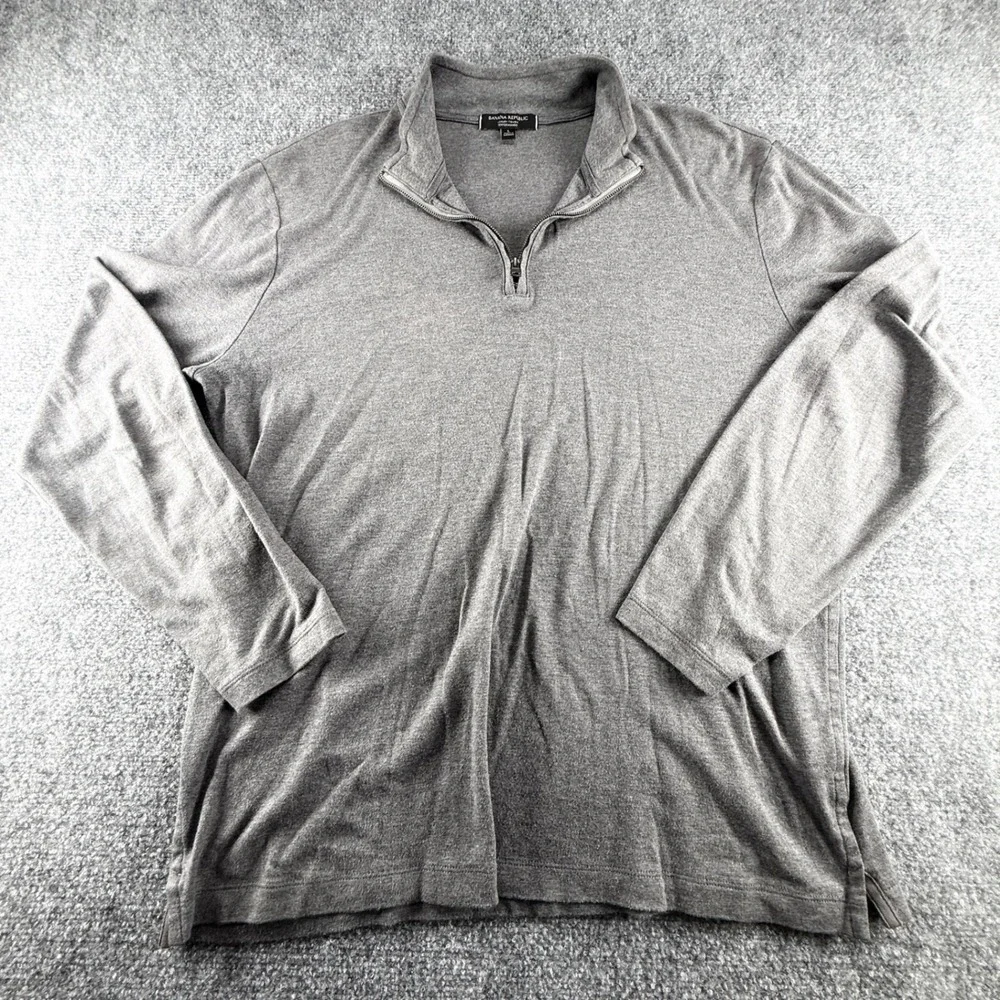 Banana Republic Luxury Touch Performance Quarter Zip Pullover Gray Mens Large
